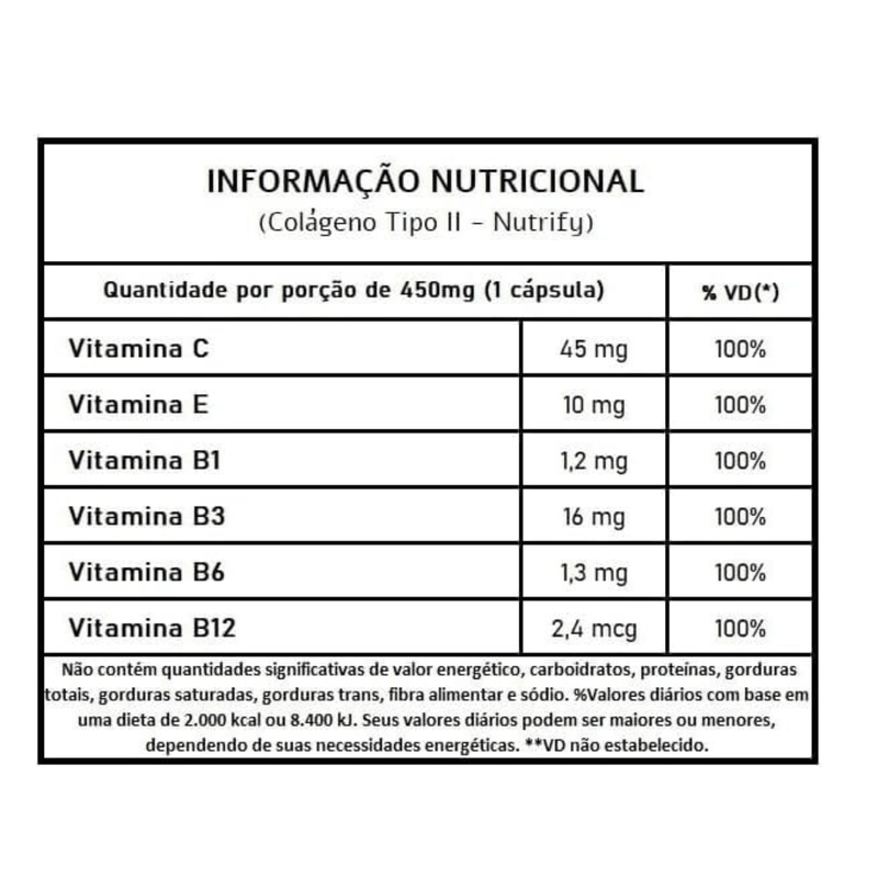 Colágeno Tipo II 60 Cápsulas - Nutrify