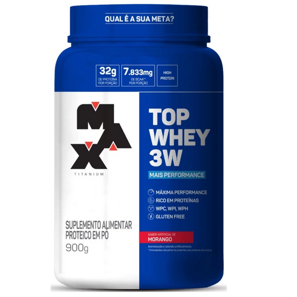 Top Whey 3W + Performance 900G - Max Titanium - Morango