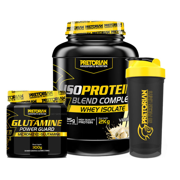 Kit Iso Protein Blend Complex 2kg Baunilha + Glutamina 300g + Coqueteleira Pretorian - Loja da Creatina