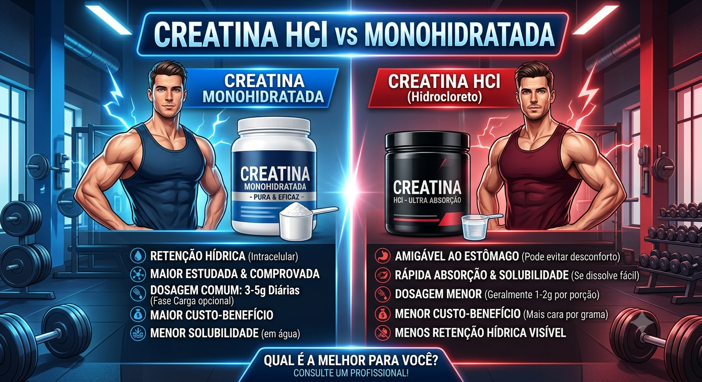 Creatina HCl vs Monohidratada: Qual a Melhor para o Seu Bolso e Seus Músculos?